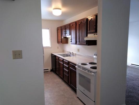 Galley Kitchen with stove and dishwasher